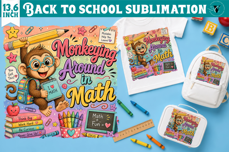 Back to School Sublimation | Cute Monkey Classroom design