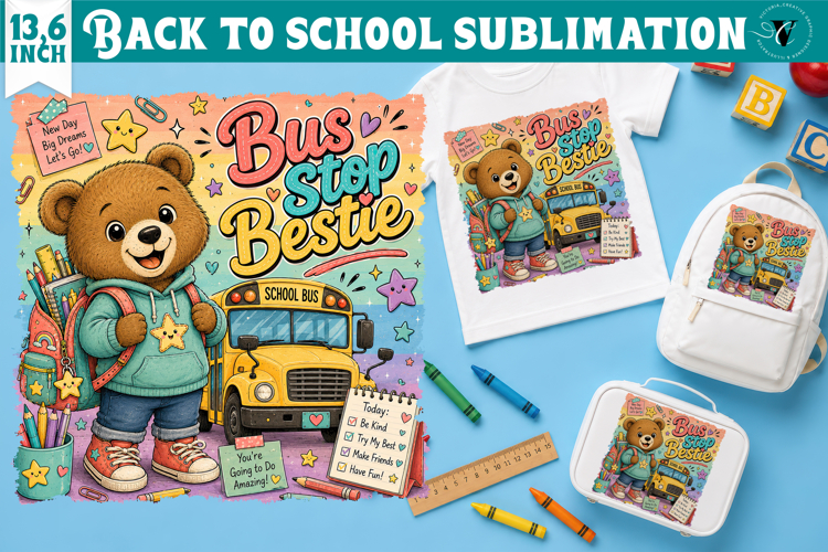 Back to School Sublimation | Cute Bear Classroom design