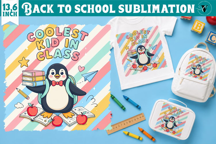 Back to School Sublimation | Cute penguin Classroom design