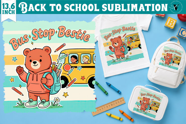 Back to School Sublimation | Cute Bear Classroom design example image 1