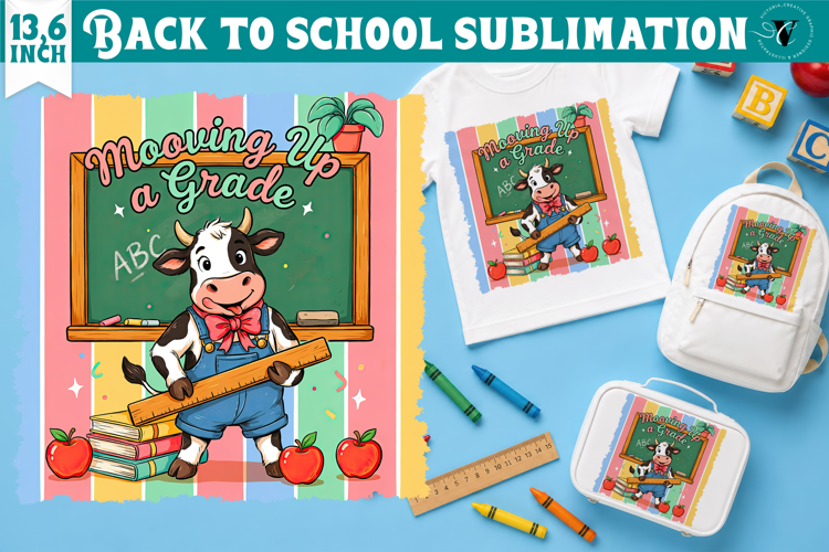 Back to School Sublimation | Cute Cow Classroom design
