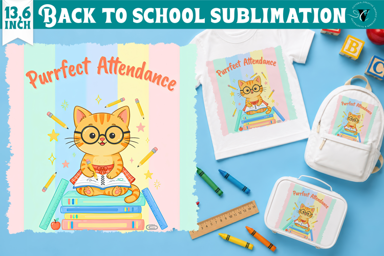 Back to School Sublimation | Cute Kitten Classroom design