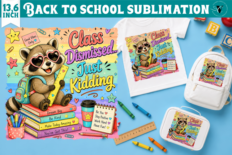 Back to School Sublimation | Cute raccoon Classroom design