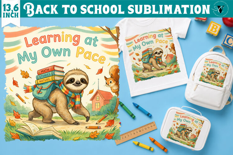 Back to School Sublimation | Cute sloths Classroom design example image 1