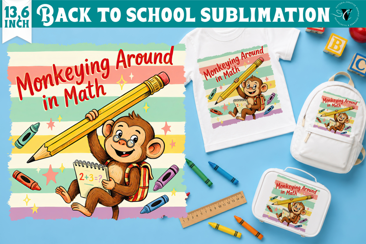 Back to School Sublimation | Cute monkey Classroom design