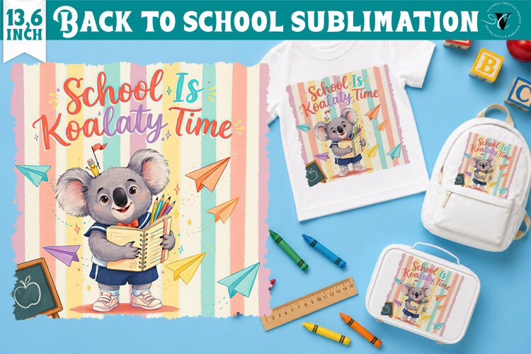 Back to School Sublimation | Cute koala Classroom design example image 1