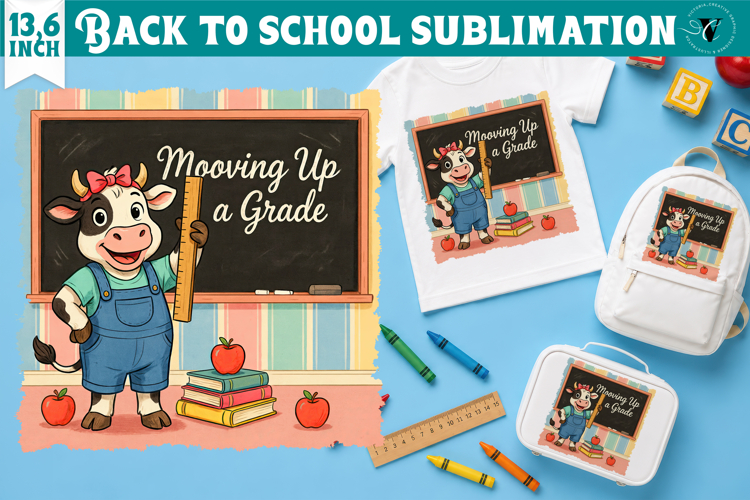 Back to School Sublimation | Cute Cow Classroom design