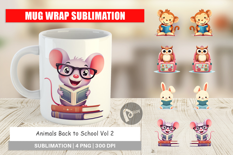 Mug Wrap Back to School Animals