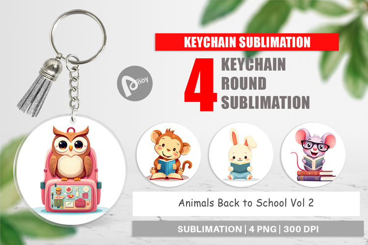 Keychain Back to School Animals