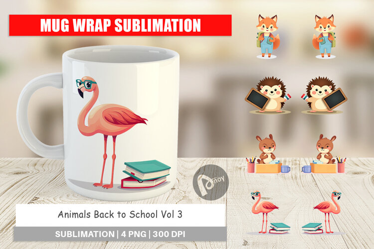 Mug Wrap Back to School Animals example image 1
