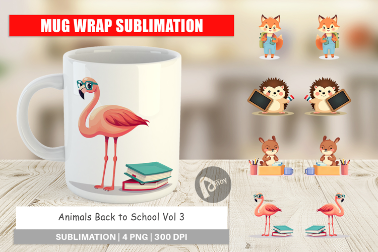Mug Wrap Back to School Animals