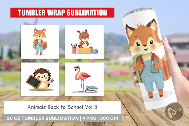 Tumbler Back to School Animals