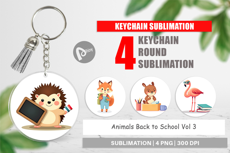 Keychain Back to School Animals