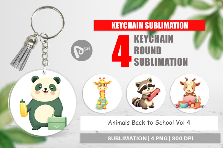 Keychain Back to School Animals