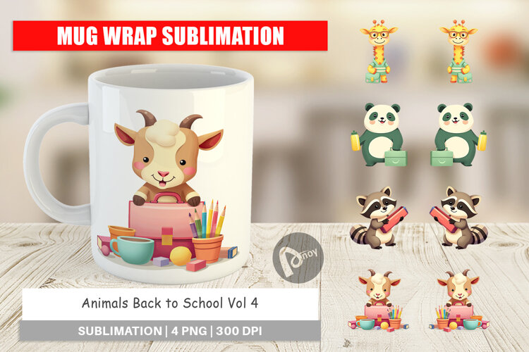 Mug Wrap Back to School Animals example image 1