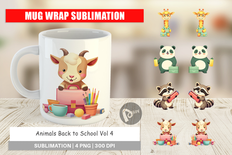 Mug Wrap Back to School Animals