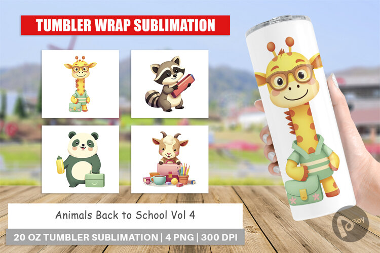 Tumbler Back to School Animals example image 1