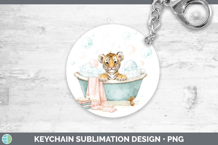 Tiger Animals Bathtub Keychain Sublimation Design