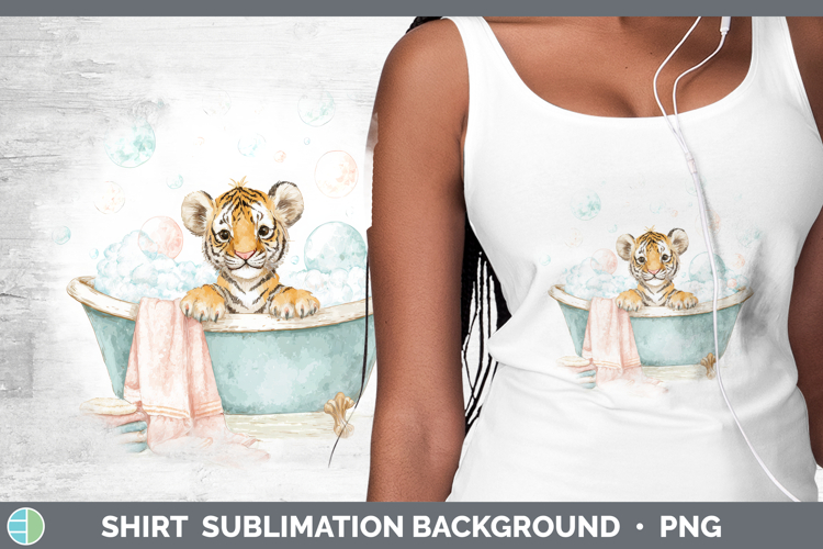 Tiger Animals Bathtub Shirt Sublimation Design