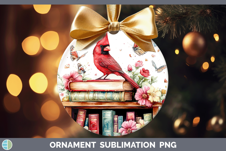 Animals Bookshelf Cardinal Ornament Sublimation Bauble Desig