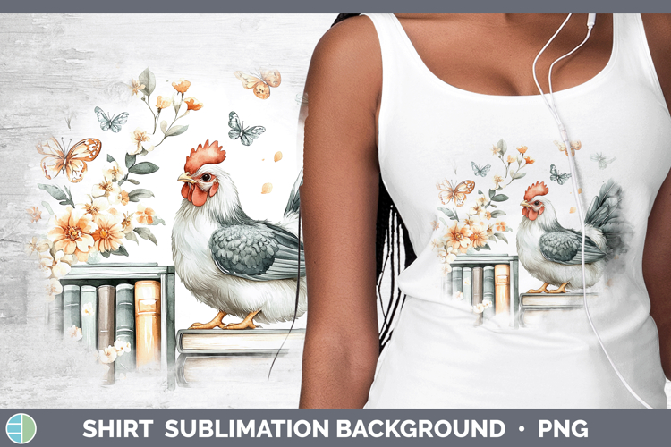 Animals Bookshelf Chicken Shirt Sublimation Background Desig