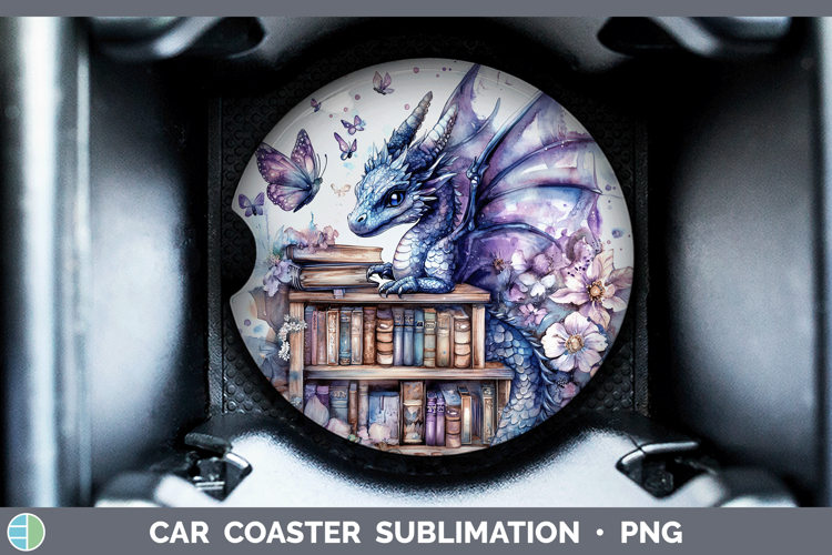 Animals Bookshelf Dragon Car Coaster Sublimation Designs