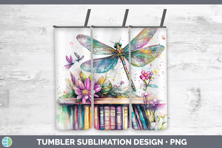 Animals Bookshelf Dragonfly Tumbler Sublimation 20 oz Skinny