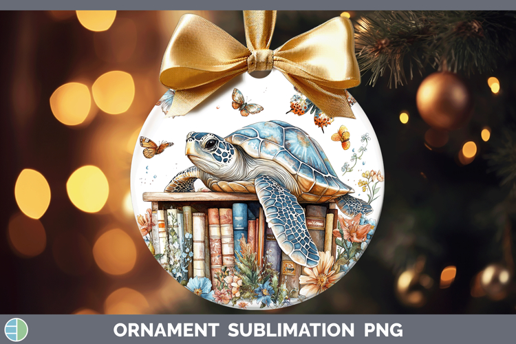 Animals Bookshelf Sea Turtle Ornament Sublimation Bauble Des