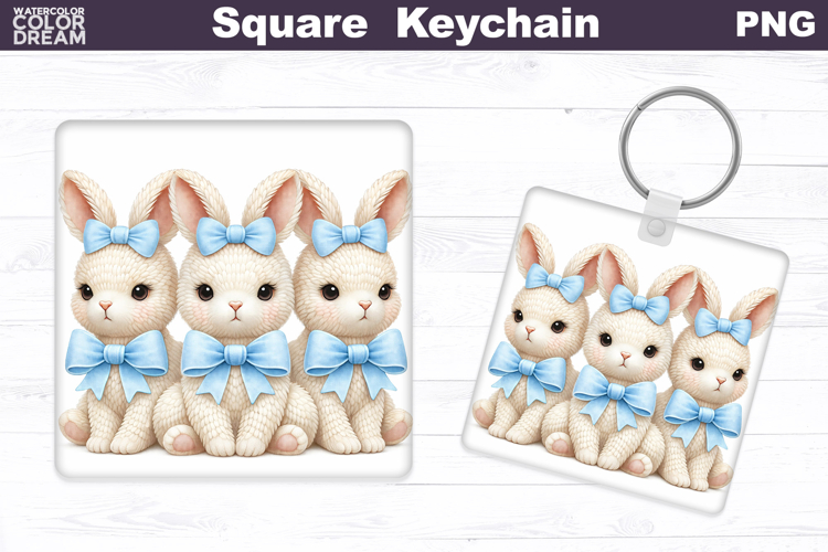Easter Bunny Square Keychain | Spring Rabbit Sublimation