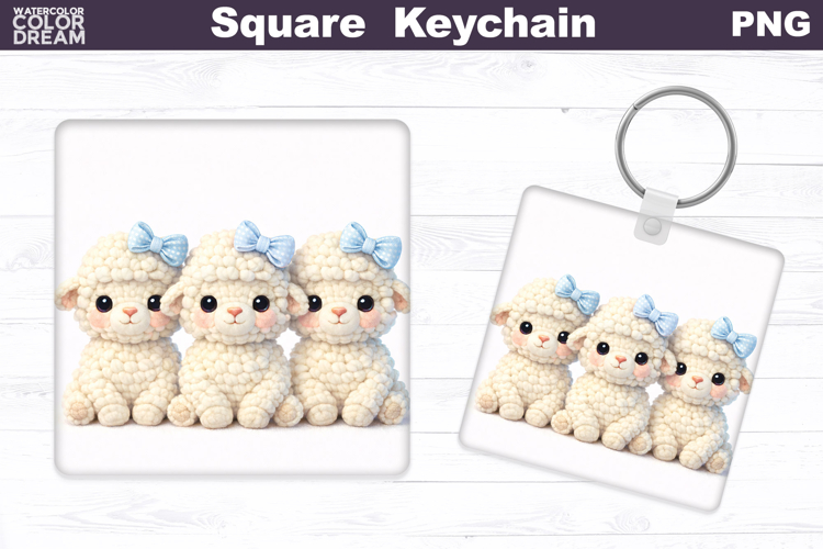 Easter Lamb Square Keychain | Spring Baby Lamb Sublimation