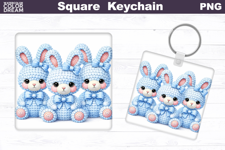 Easter Bunny Square Keychain | Spring Rabbit Sublimation