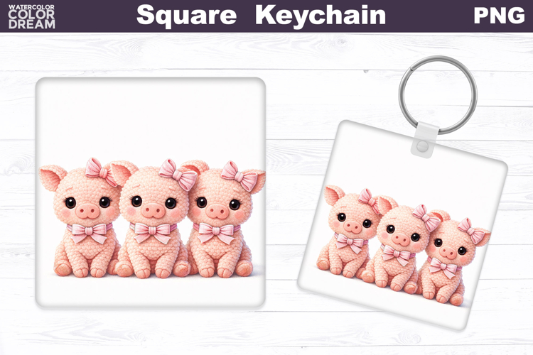 Easter Pig Square Keychain | Spring Baby Pig Sublimation