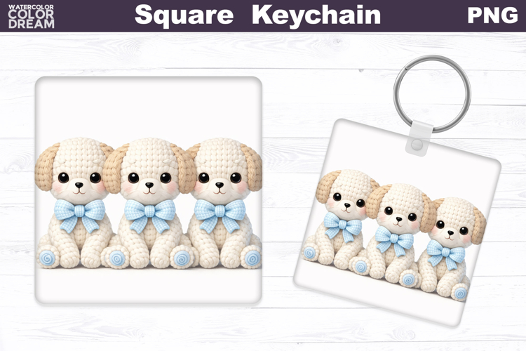 Easter Dog Square Keychain | Spring Baby Puppy Sublimation
