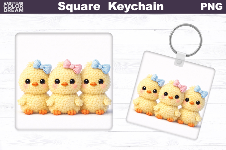 Easter Chicken Square Keychain | Spring Chicken Sublimation