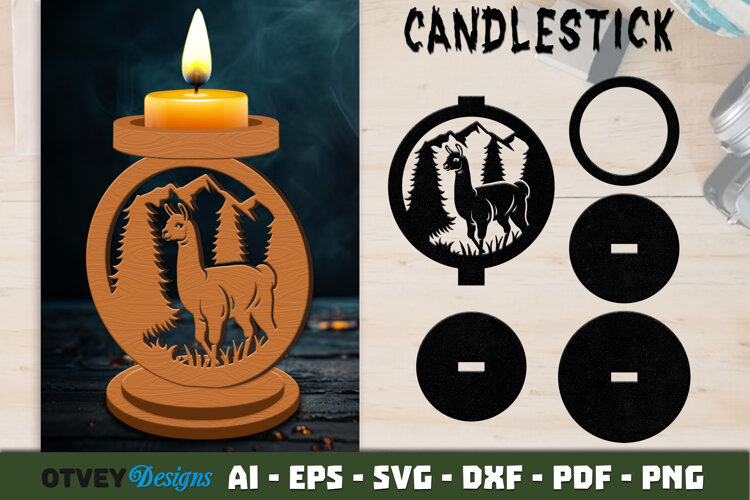 Woodland Animal Candlestick Holder Laser Cut SVG example image 1