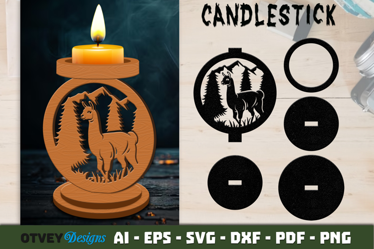 Woodland Animal Candlestick Holder Laser Cut SVG