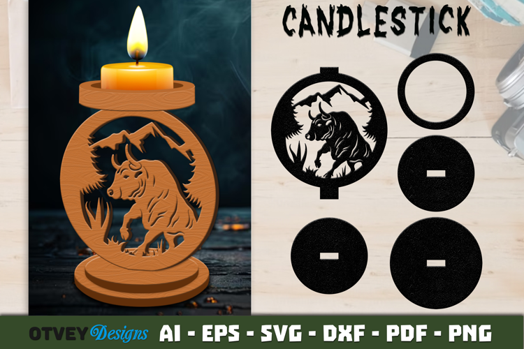 Woodland Animal Candlestick Holder Laser Cut SVG