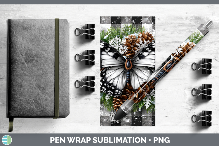 Butterfly Animals Checker Christmas Pen Wrap Sublimation Des
