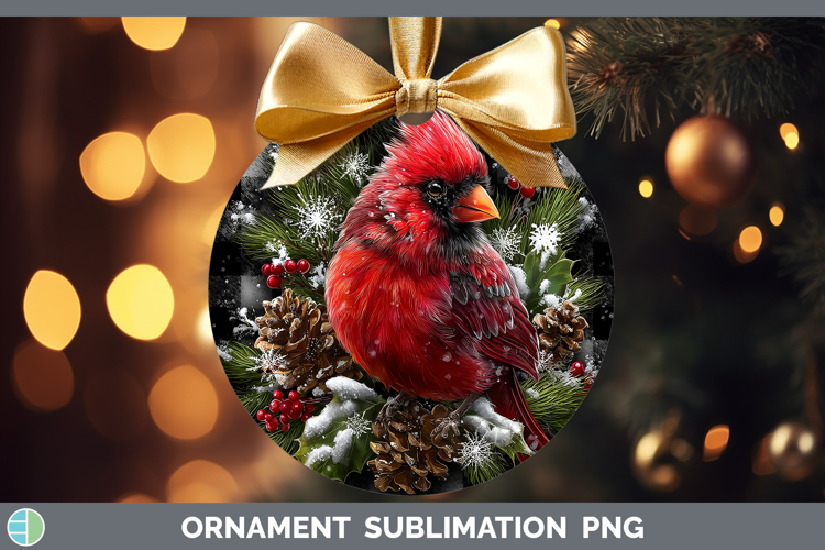 Cardinal Animals Checker Christmas Ornament Sublimation Desi