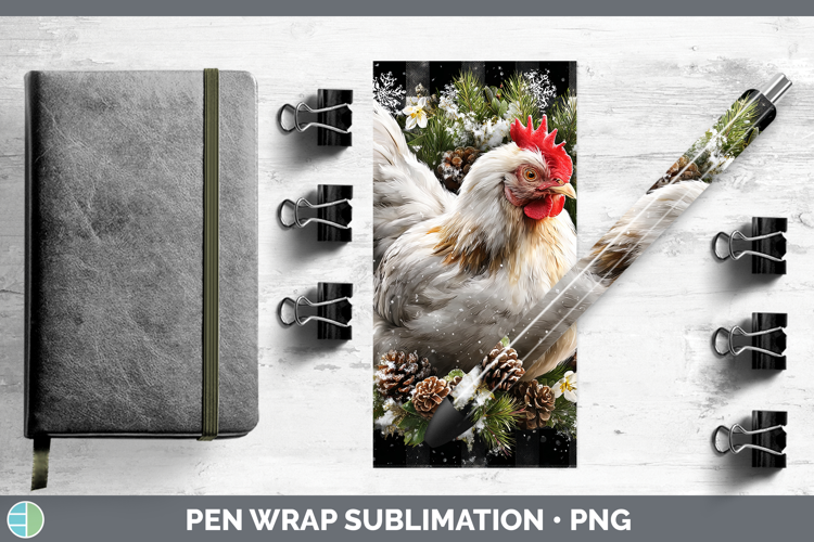 Chicken Animals Checker Christmas Pen Wrap Sublimation Desig