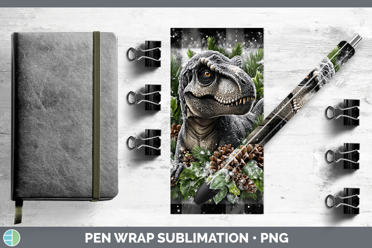 Dinosaur Animals Checker Christmas Pen Wrap Sublimation Desi