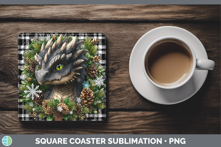 Dragon Animals Checker Christmas Square Coaster Sublimation