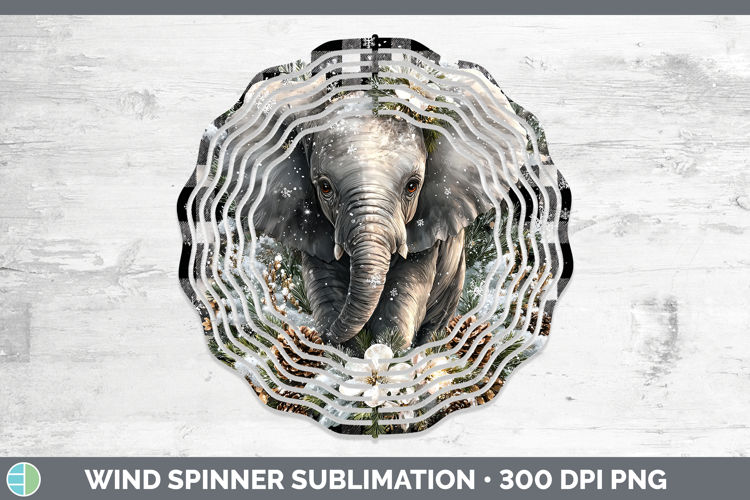 Elephant Animals Checker Christmas Wind Spinner Sublimation