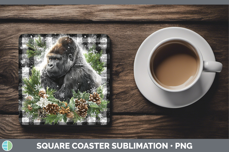 Gorilla Animals Checker Christmas Square Coaster Sublimation