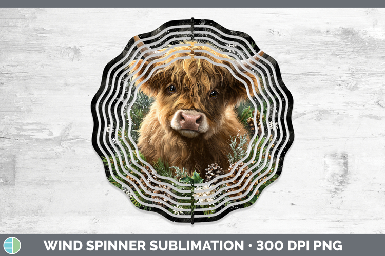 Highland Cow Animals Checker Christmas Wind Spinner Sublimat