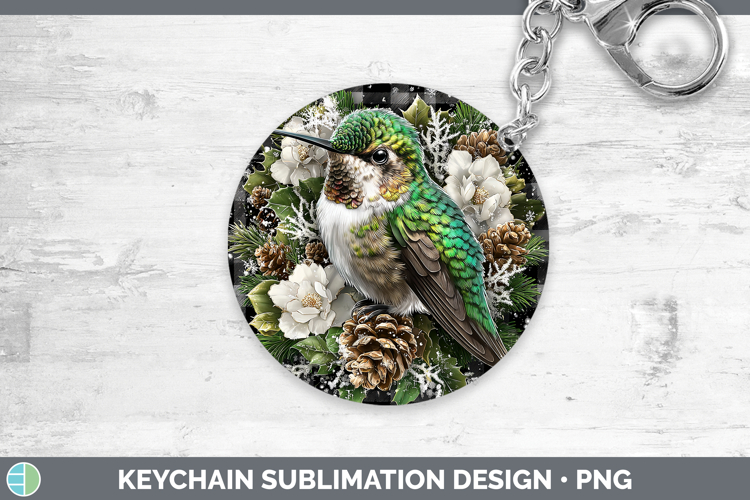 Hummingbird Animals Checker Christmas Keychain Sublimation D