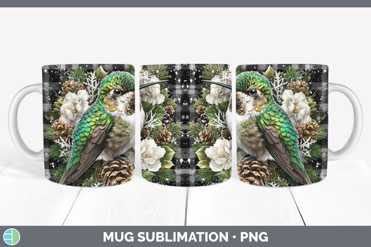 Hummingbird Animals Checker Christmas Mug Wrap Sublimation D