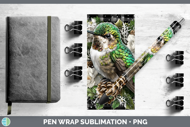 Hummingbird Animals Checker Christmas Pen Wrap Sublimation D