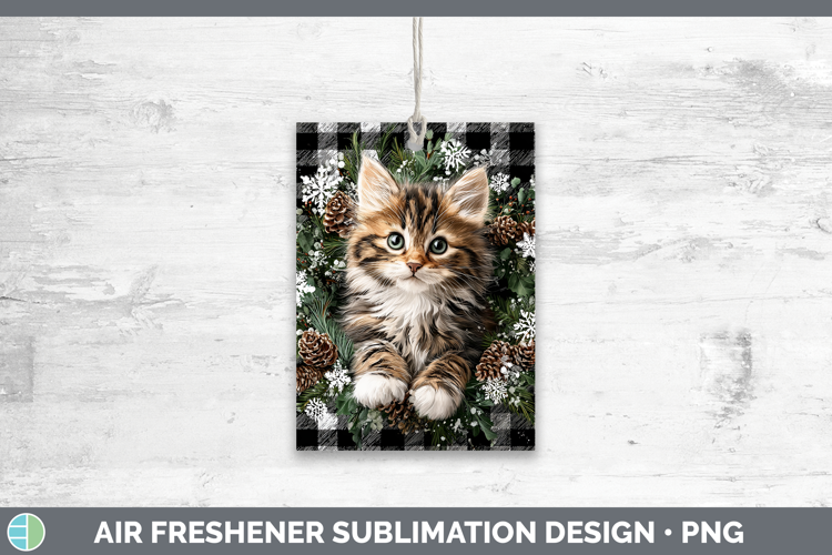 Kitten Animals Checker Christmas Air Freshener Sublimation D