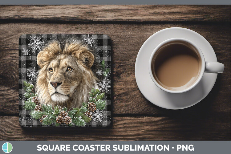 GorgeousAnimals Checker Christmas Square Coaster design.